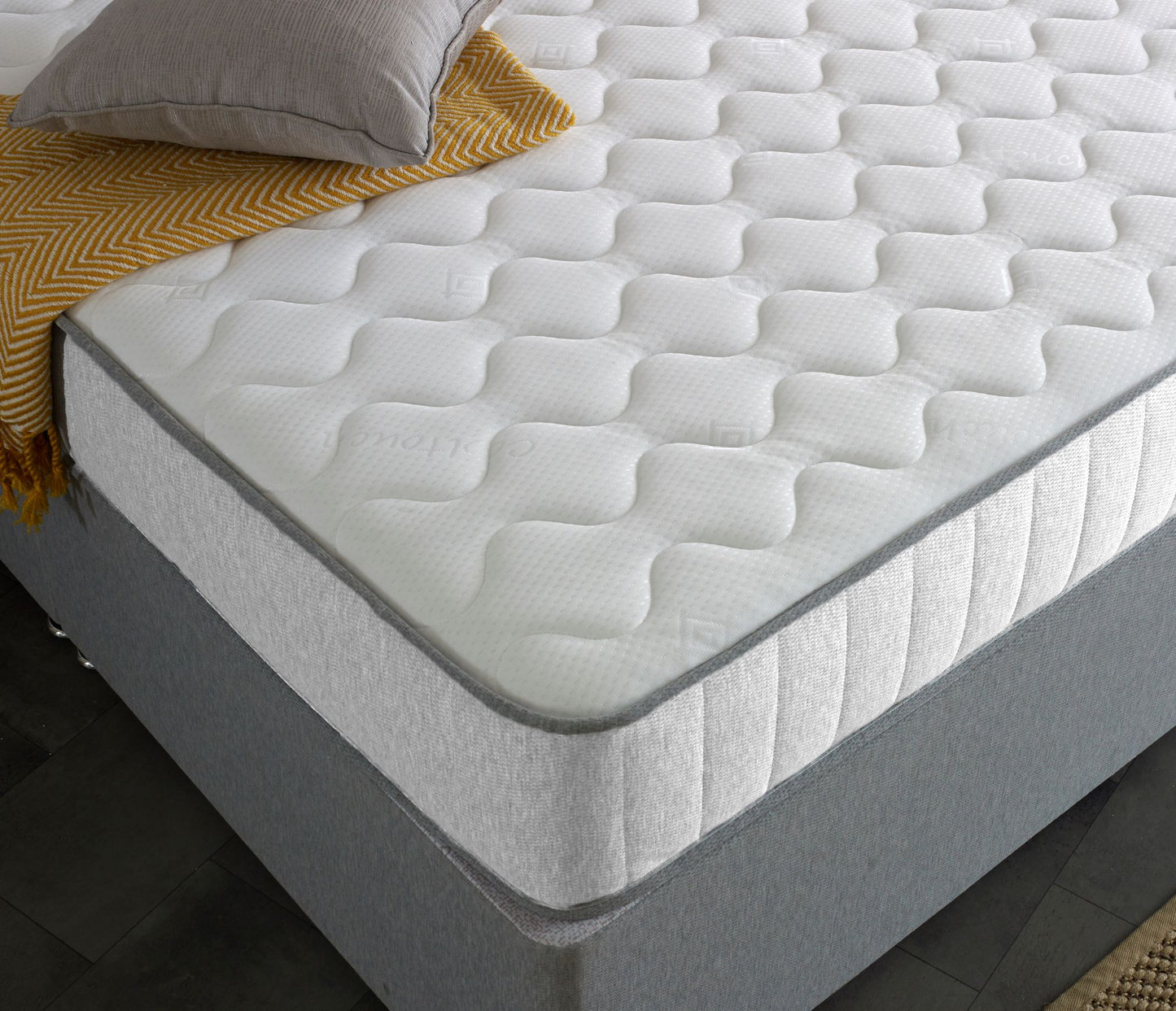 White Castle Quilted 22cm Deep Memory Foam and Open coil Spring Mattress