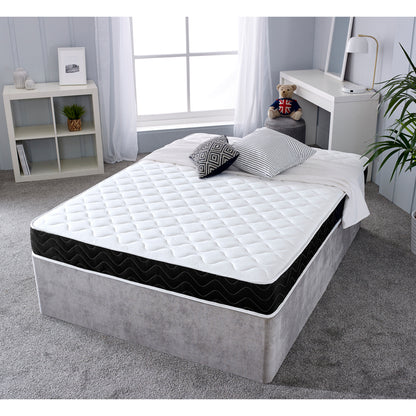 7.25" Deep Black Wavy Onion Quilted Hybrid Memory foam and Spring Mattress